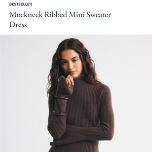 Abercrombie & Fitch Brown Ribbed Mini Sweater Dress brand new XS